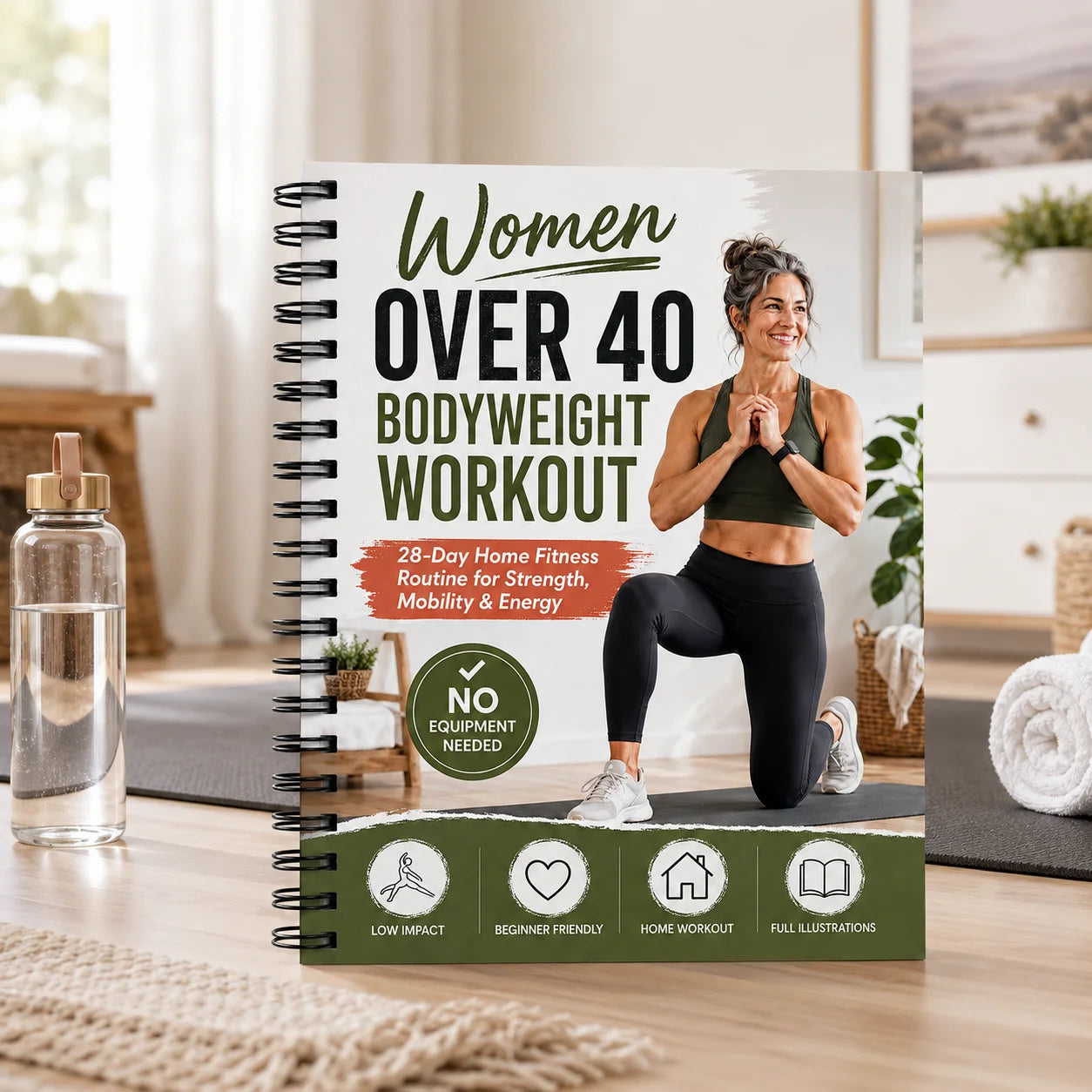A5 Spiral Fitness Guide Women Over 40 Years Old 28 Day Home