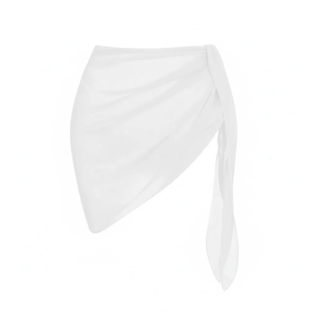 Women's Sheer Beach Coverup Skirt – Asymmetrical Mini Wrap