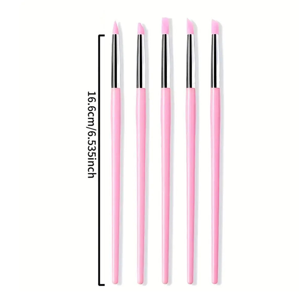 5Pcs/Set Silicone Nail Art Pen Brush UV Gel Polish Tip 3D Image DIY Dotting Polish Brushes Sculpture Pen DIY Manicure Tool Peaceful Pleasures Health and Wellness