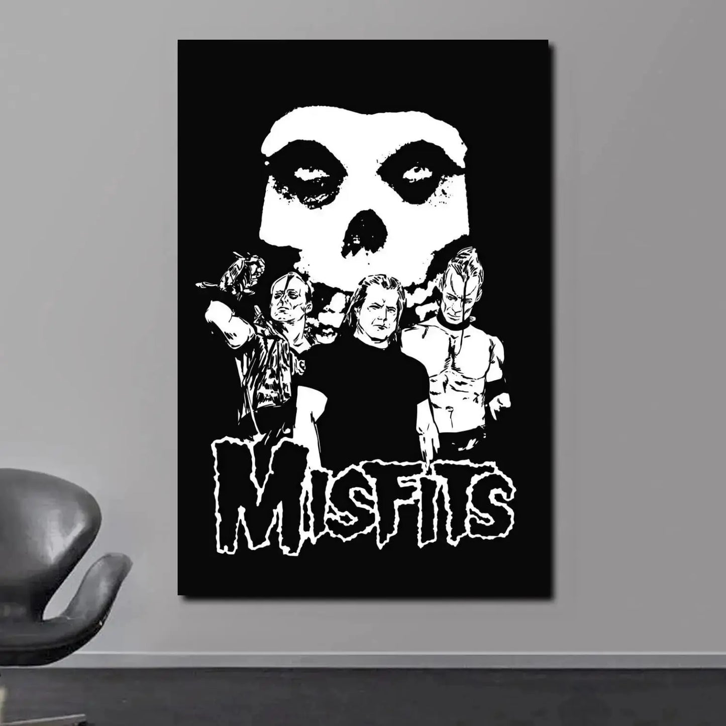 Misfits Hot Poster Horror Punk Rock Music Canvas Painting Wall Art Picture Retro Posters Prints for Bedroom Bar Club Home Decor Peaceful Pleasures Health and Wellness 12 50x70cm Unframed