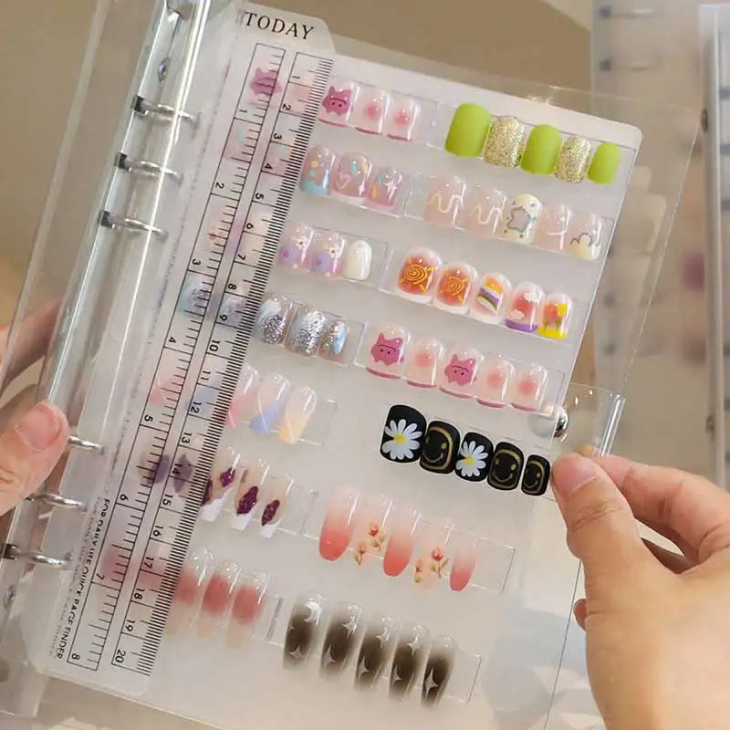 Loose Leaf Nail Art Piece Display Book A4/A5/A6 Inner Page Press On Nail Storage Album Manicure Color Chart Organizer Peaceful Pleasures Health and Wellness