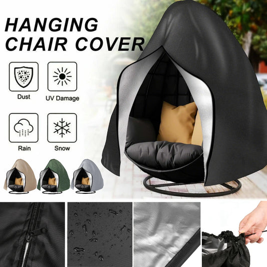 Patio Hanging Egg Chair Cover Waterproof Windproof Single/Double Seat Slipcover Garden Dust Protection With Zipper Storage Bag Peaceful Pleasures Health and Wellness