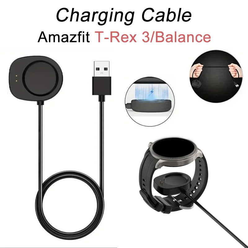 For Huami Amazfit T-Rex 3pro/3/ Balance 2 For Amazfit Balance 100cm USB Cable Charging Data Charger with Dock Power Adapter Peaceful Pleasures Health and Wellness
