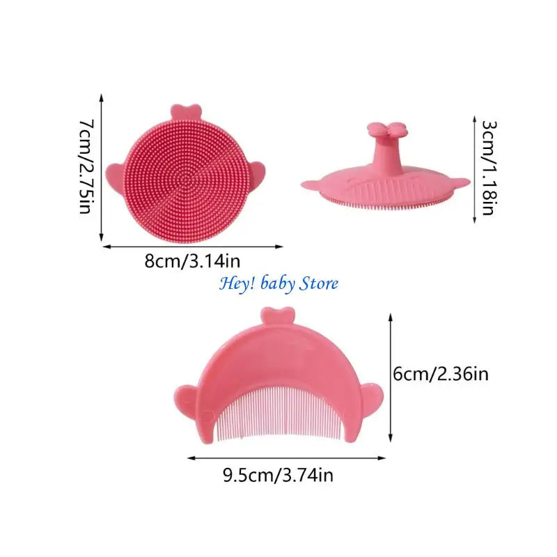 Baby Scalp Massage Shampoo Brush & Soft Comb Set – Silicone