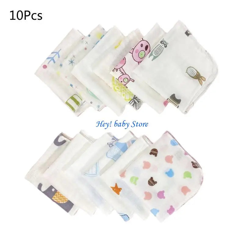 10-Pack Baby Washcloth Set | Soft Double Layer Gauze Face Towels