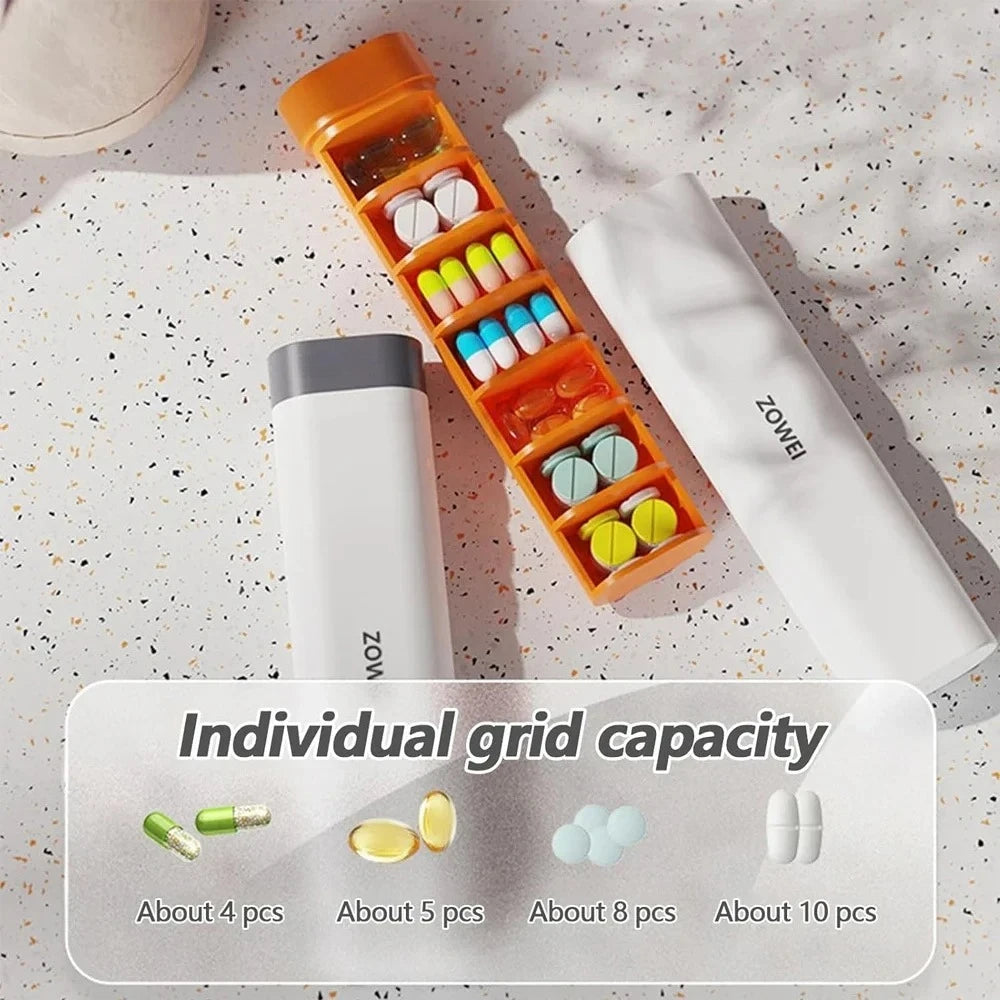 Weekly Travel Pill Organizer, Daily Cute Pill Box 7 Day, Small Pill Case Holder To Vitamins, Supplements, Pretty Medicine Box Peaceful Pleasures Health and Wellness