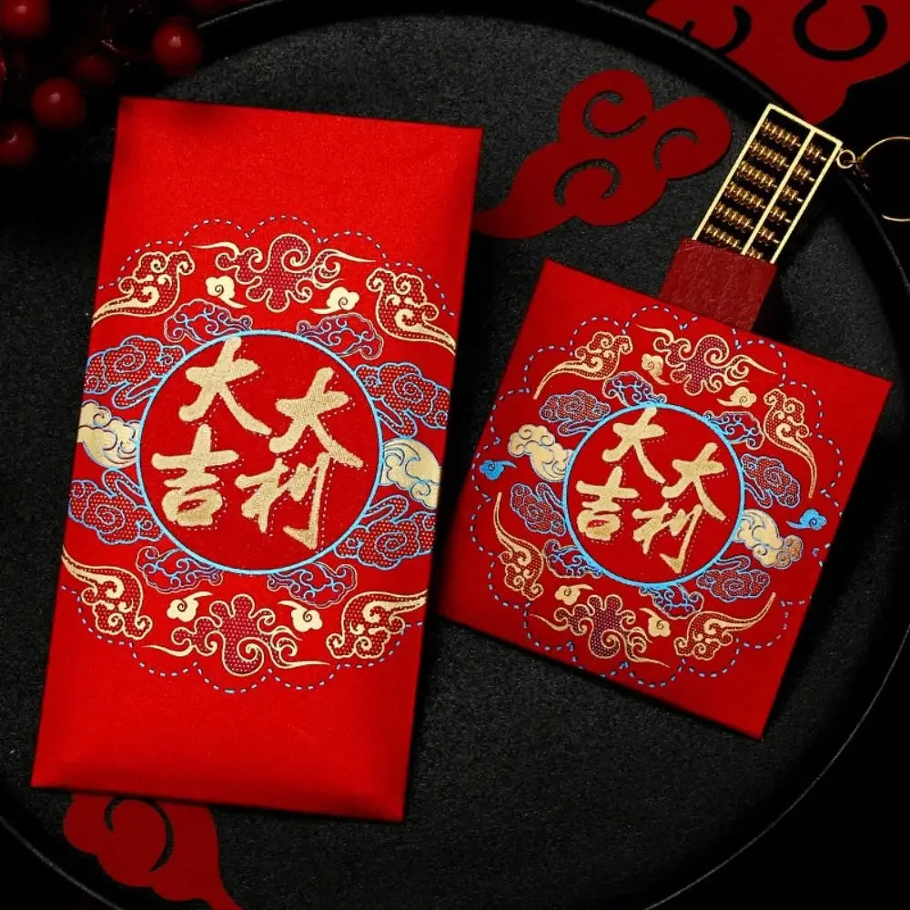 New Year's Blessing Bag Red Envelope Luck Money Bag New Year Packet Money Pocket New Year Gifts Good Luck Red Pocket DIY Packing Peaceful Pleasures Health and Wellness 9x9cm-2-10pcs-