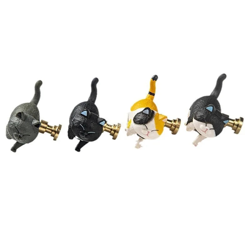 Brass Rotatable Cat Head Cat Handle Cartoon Wardrobe Door Handle Cute Drawer Single Hole Small Handle Drawer Door Knob Peaceful Pleasures Health and Wellness