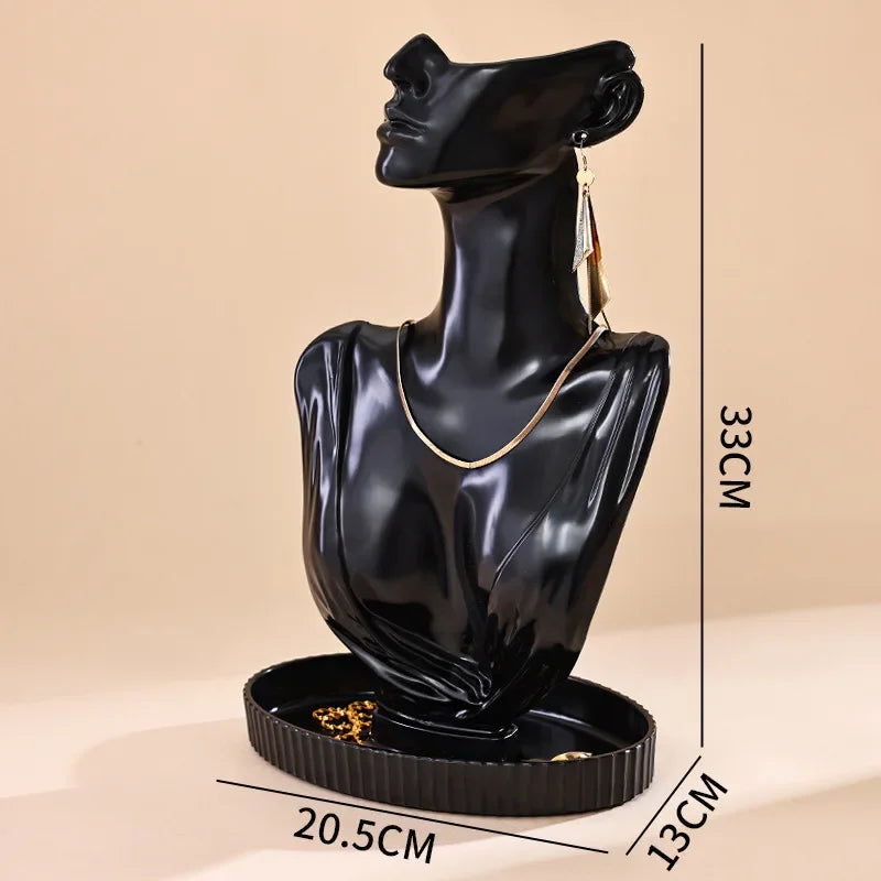 Portrait Neck Necklace Window display rack jewelry earrings Plastic Mannequin display rack jewelry pendant necklace neck model Peaceful Pleasures Health and Wellness black