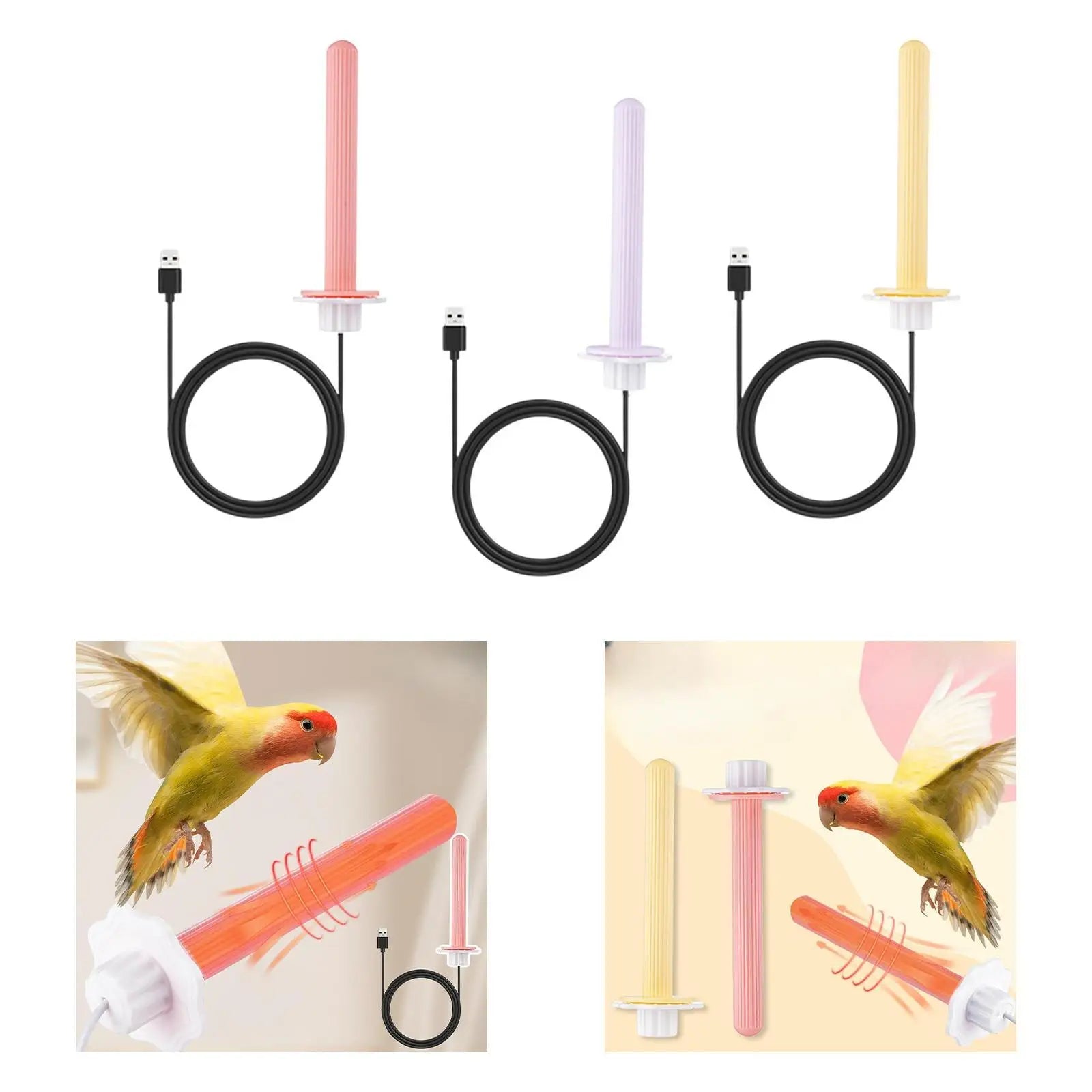 Winter Heated Bird Perch Stand Myna Parrot Bird Perch Rod Stick Birdcage Accessory Thermostatic Warm Bird Standing Pole Pet Bird Peaceful Pleasures Health and Wellness