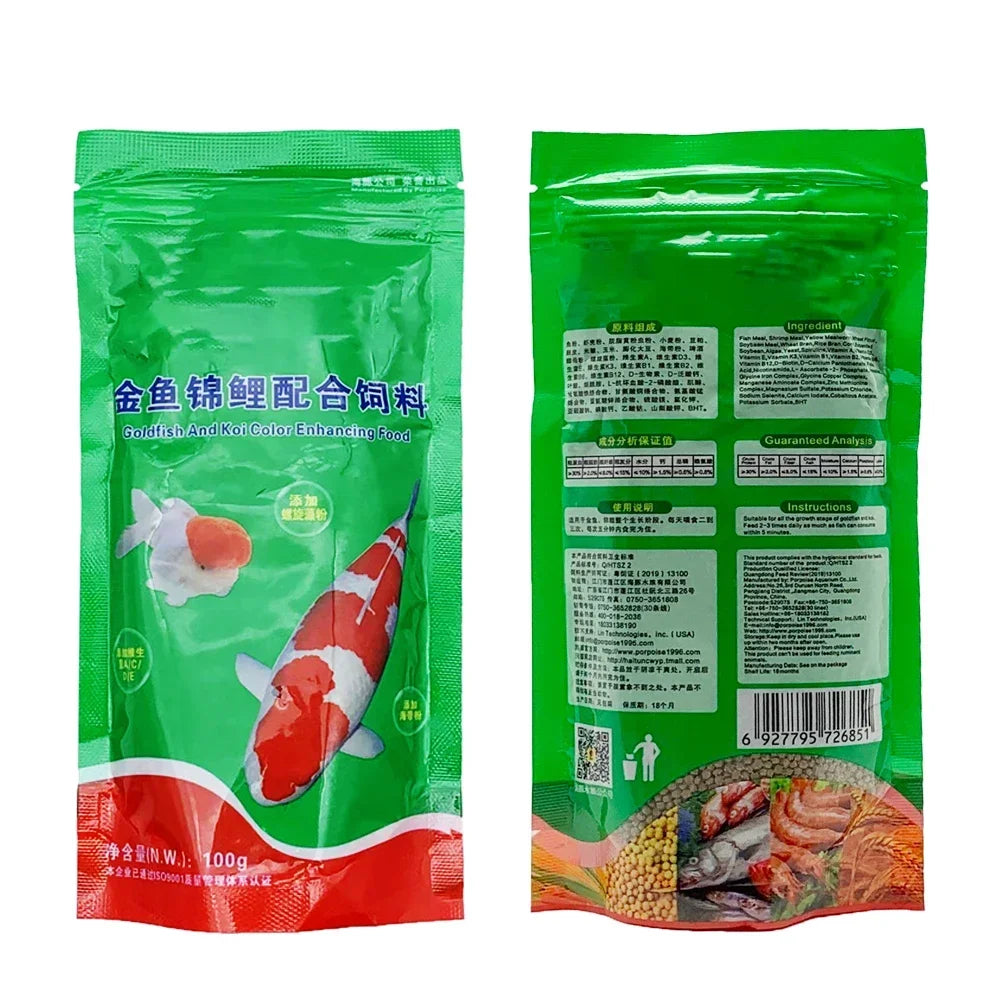 100g Floating Small-Grain Tropical Fish Food:Spirulina-Enriched for Goldfish/Guppies/Koi,Color-Enhancing Aquarium Feed Accessory Peaceful Pleasures Health and Wellness