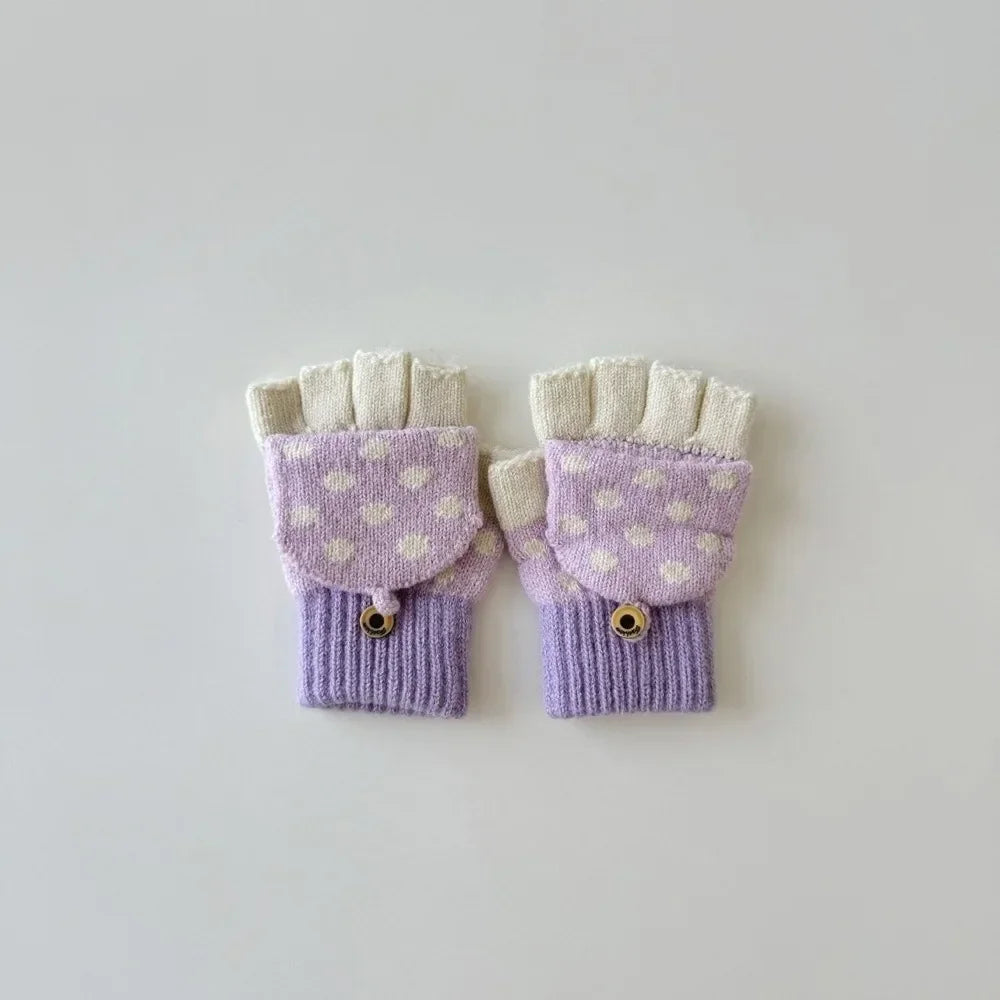 Fashion Childrens Neck Hanging Gloves Winter Western Style Cold Resistant Five Finger Gloves Warm Retro Patterned Woolen Gloves Peaceful Pleasures Health and Wellness 3