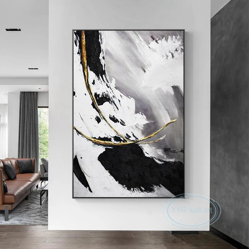 Hot Selling Gold Foil Decorative Mural 100% Handmade Canvas Wall Art Oil Painting Nordic Modern Minimalist Poster for Home Hotel Peaceful Pleasures Health and Wellness
