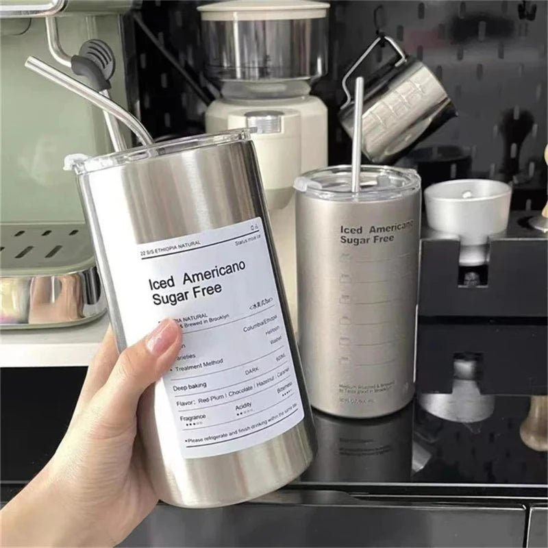 600ml Insulated Stainless Steel Thermos Cup with Straw Insulated Thermos Cup Peaceful Pleasures Health and Wellness