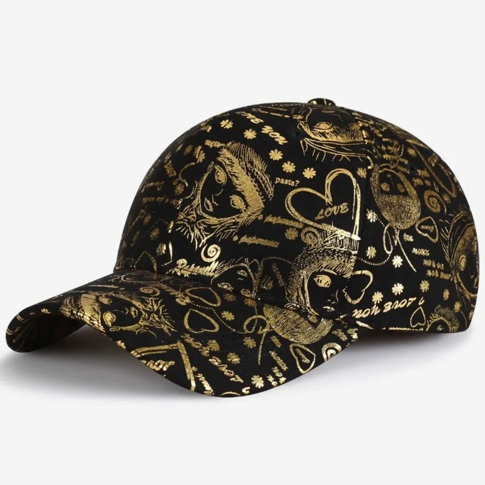 Golden Graffiti Baseball Cap – Unisex Adjustable Cotton Hat