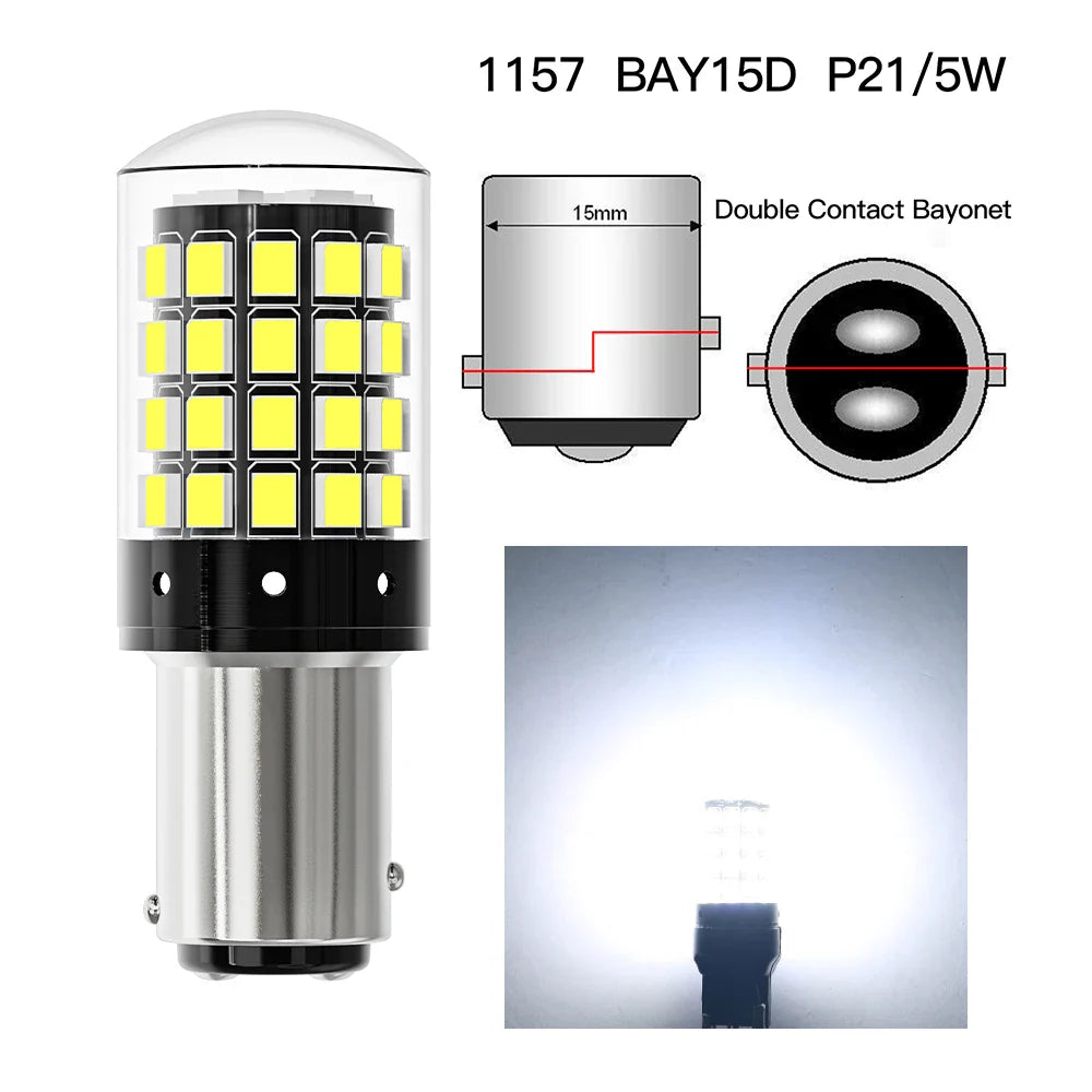 ASLENT 2-Pack 54-SMD LED Bulbs | Turn Signal Brake Reverse 12V