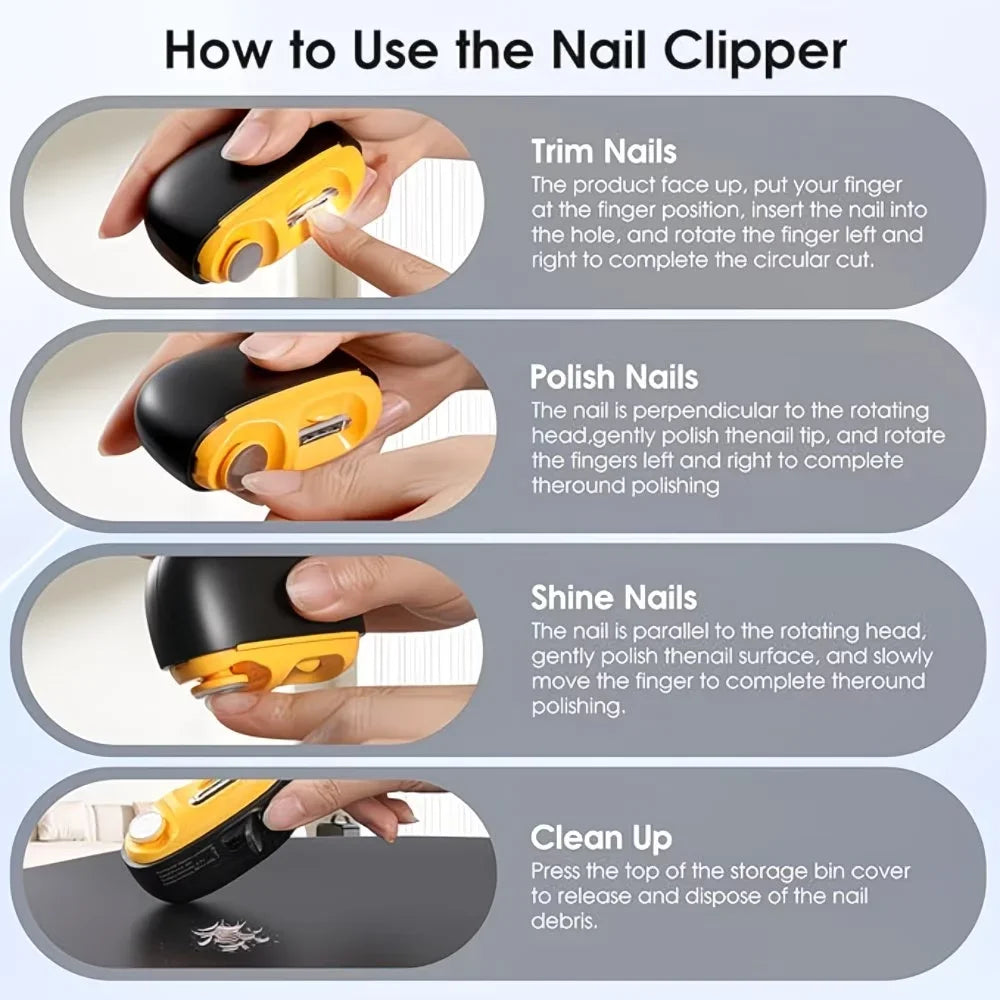 Rechargeable 2-in-1 Electric Nail Clipper & Trimmer | Quiet Safe