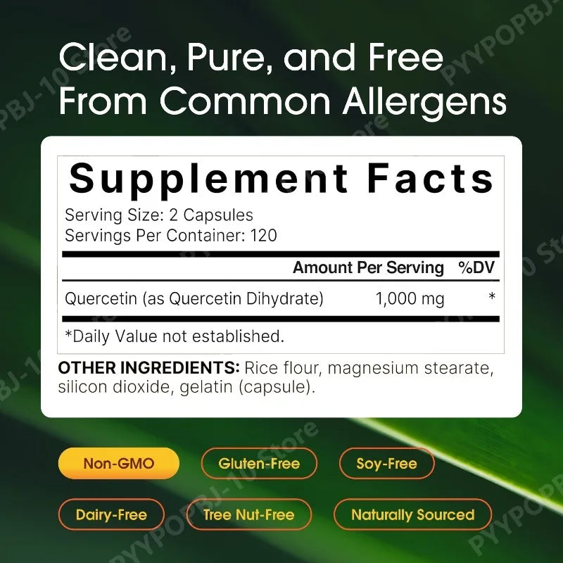 Quercetin 1000mg Dihydrate Supplement – 240 Capsules | Immune