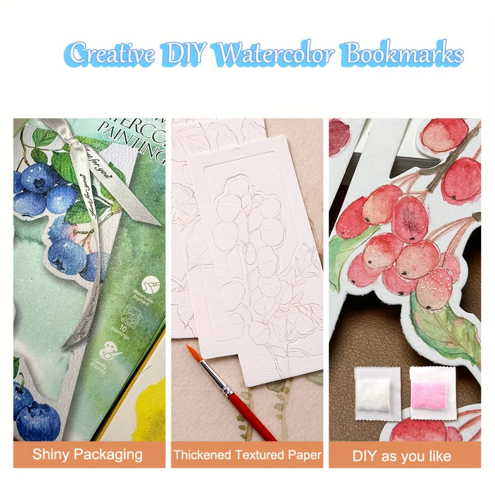 10 Sheets Watercolor Bookmark Painting DIY Paper Handmade Portable