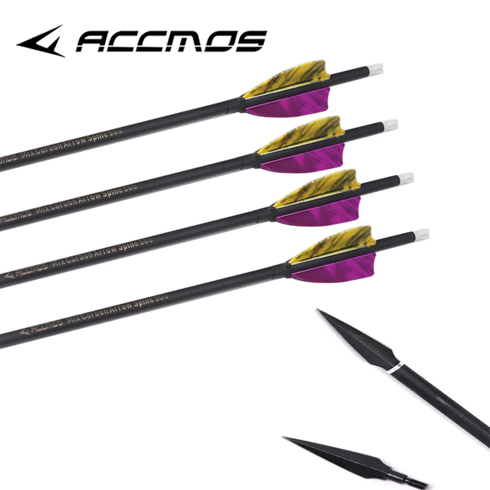 6 ID6 Sp500 Archary Carbon Arrows Turkey Feather 100 125gr Tips