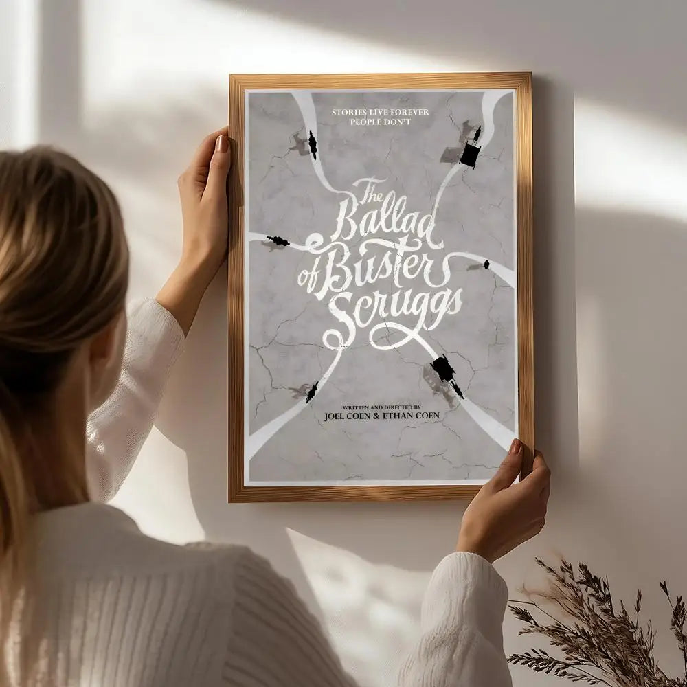 Movie T-The Ballad of Buster Scruggs Poster HD Self Adhesive Waterproof Wall Art Ideal for Home Office Dorm Bedroom Great Gift Peaceful Pleasures Health and Wellness White5 15X20cmNoframe