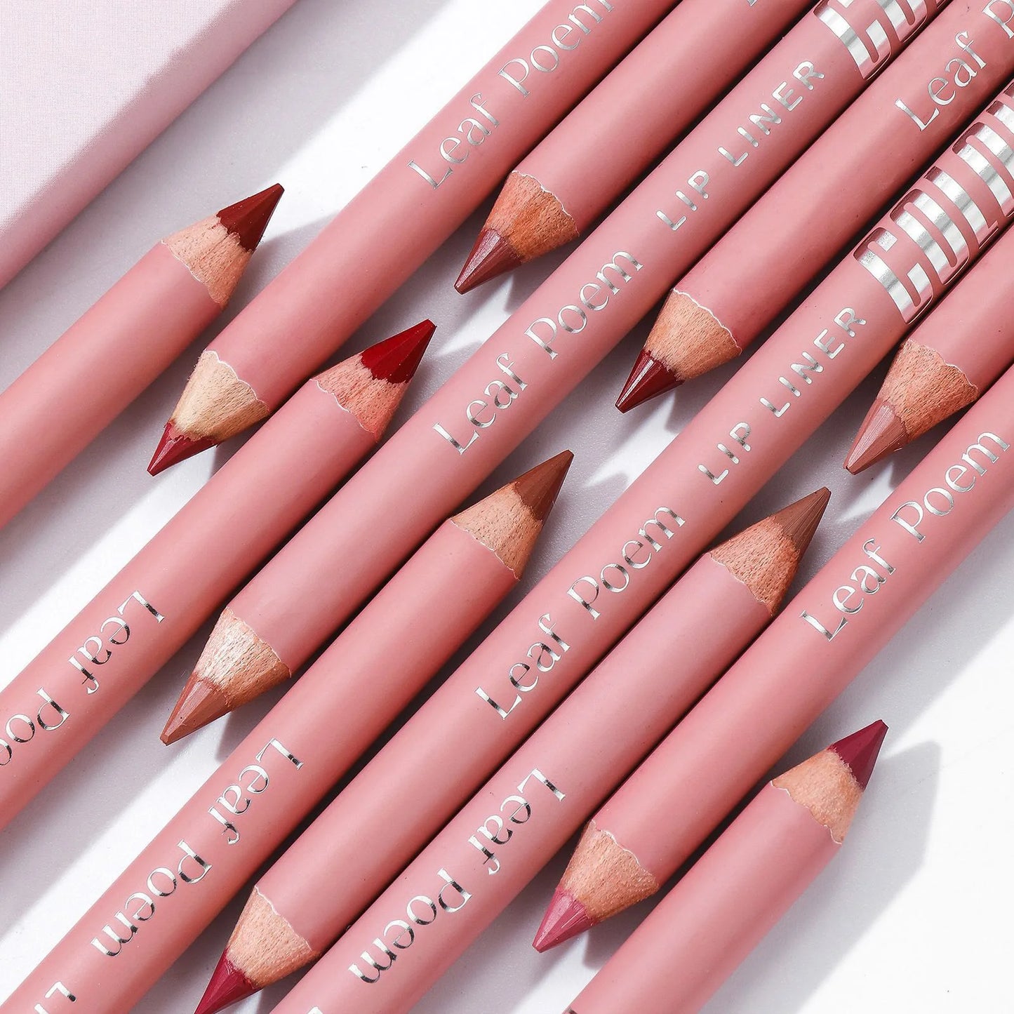 12-Color Matte Waterproof Lip Liner Pencil Set – Nude & Pink