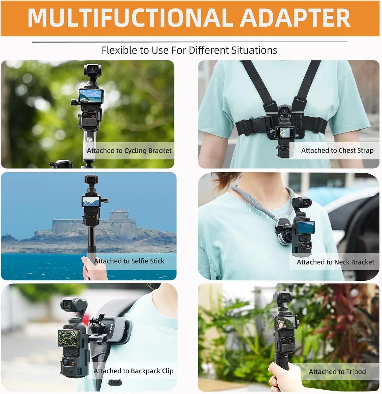 DJI Osmo Pocket 3/4 Extension Bracket Frame + Cold Shoe