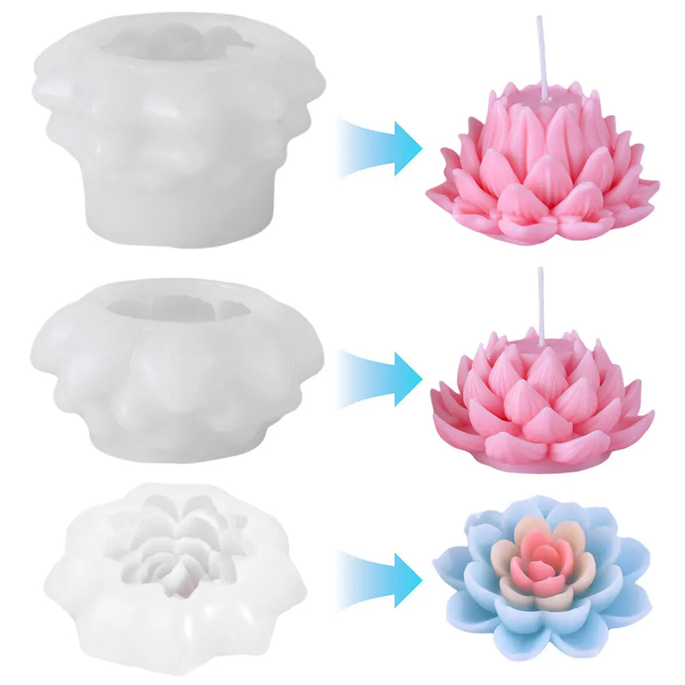 3D Lotus Flower Silicone Mold — Candle, Cake & Crafts Craft Supplies Peaceful Pleasures Health and Wellness