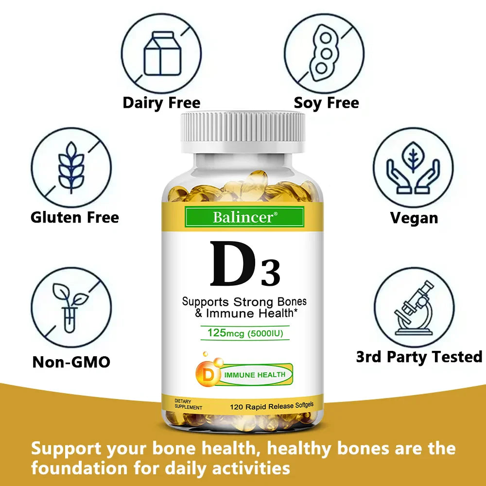 Balincer Vitamin D3 5000 IU Softgels – Bone & Immune Support