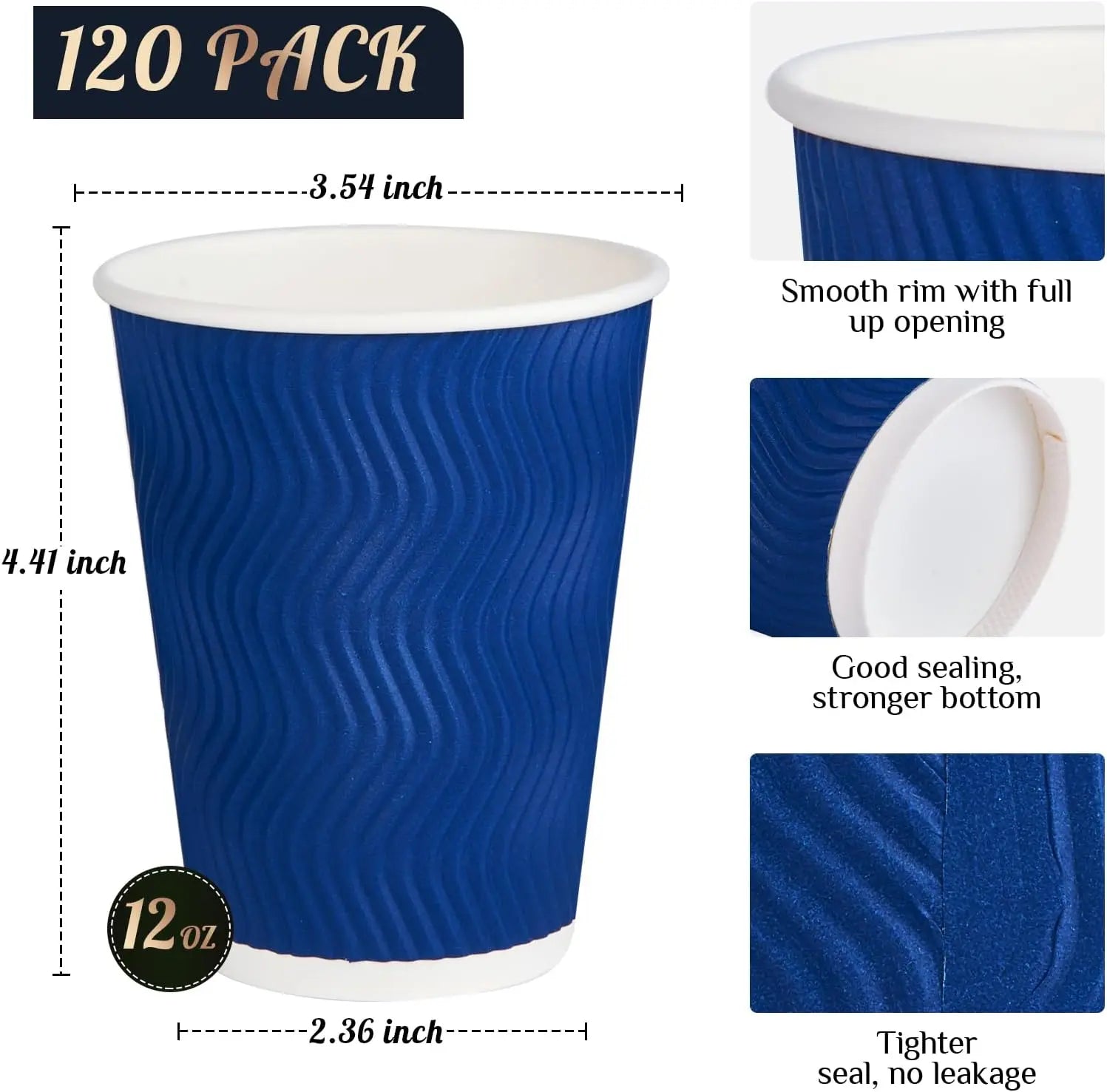 50 Pack 12 oz Disposable Coffee Cups with Lids To-Go Paper Coffee Cups for Hot Beverage Chocolate and Cocoa Coffee Bar Shop Peaceful Pleasures Health and Wellness