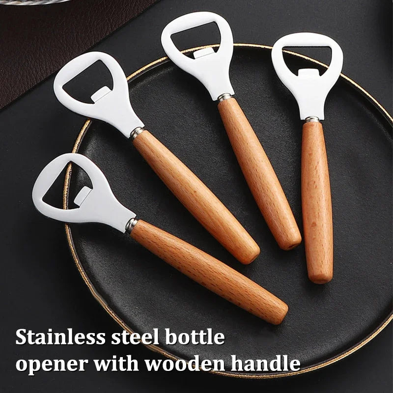 Wooden Handle Beer Bottle Opener | Stainless Steel & Wood