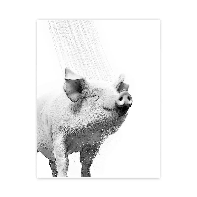 1pc frameless Canvas painting Cat Giraffe Dog Elephant Toilet Paper Bathtub Funny Bathroom Poster Print Canvas Painting Wall Peaceful Pleasures Health and Wellness F 40x60cm Unframed