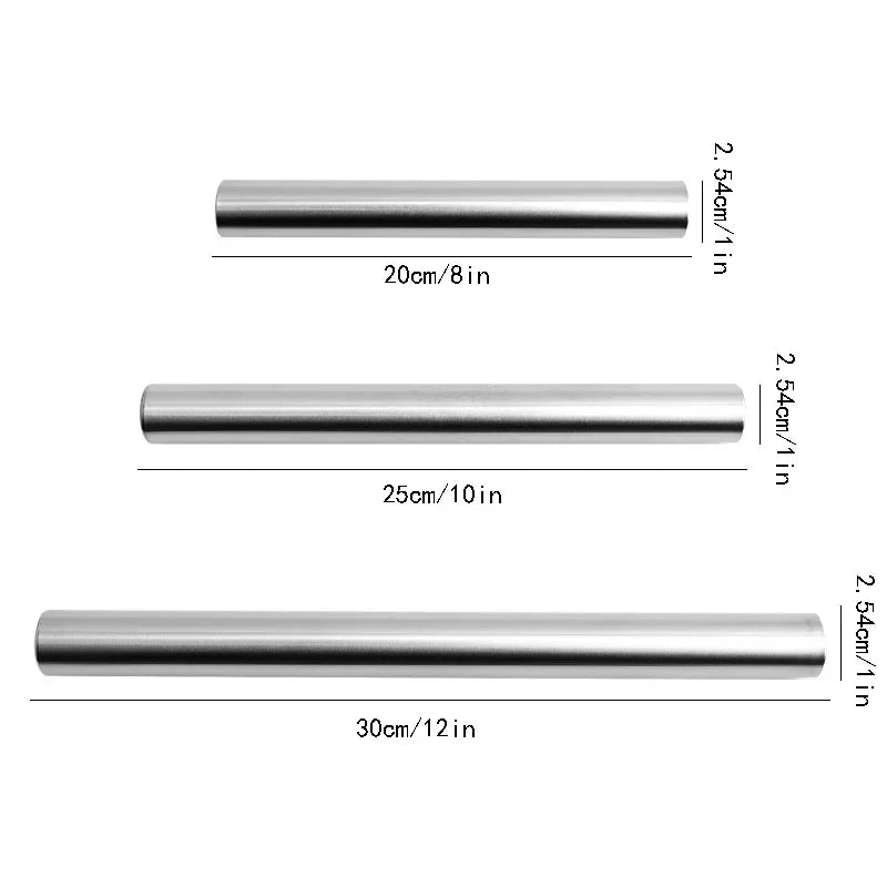 Stainless Steel Embossed Rolling Pin | 3 Sizes – Patterned Dough Roller for Pizza, Pastry & Cookies