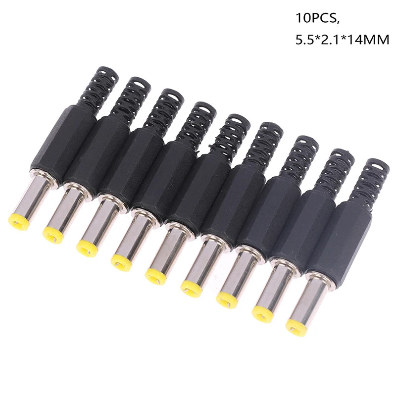 10Pcs DC Power Male Plug 5.5*2.1*14mm Adapter Connector Plug Welded DC Head Power Plug Welded DC Head DIY Accessories Peaceful Pleasures Health and Wellness