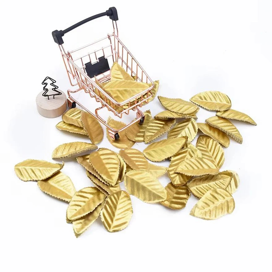 Silk Rose Gold Leaves Artificial Flowers 100/200 Pcs – DIY Decor