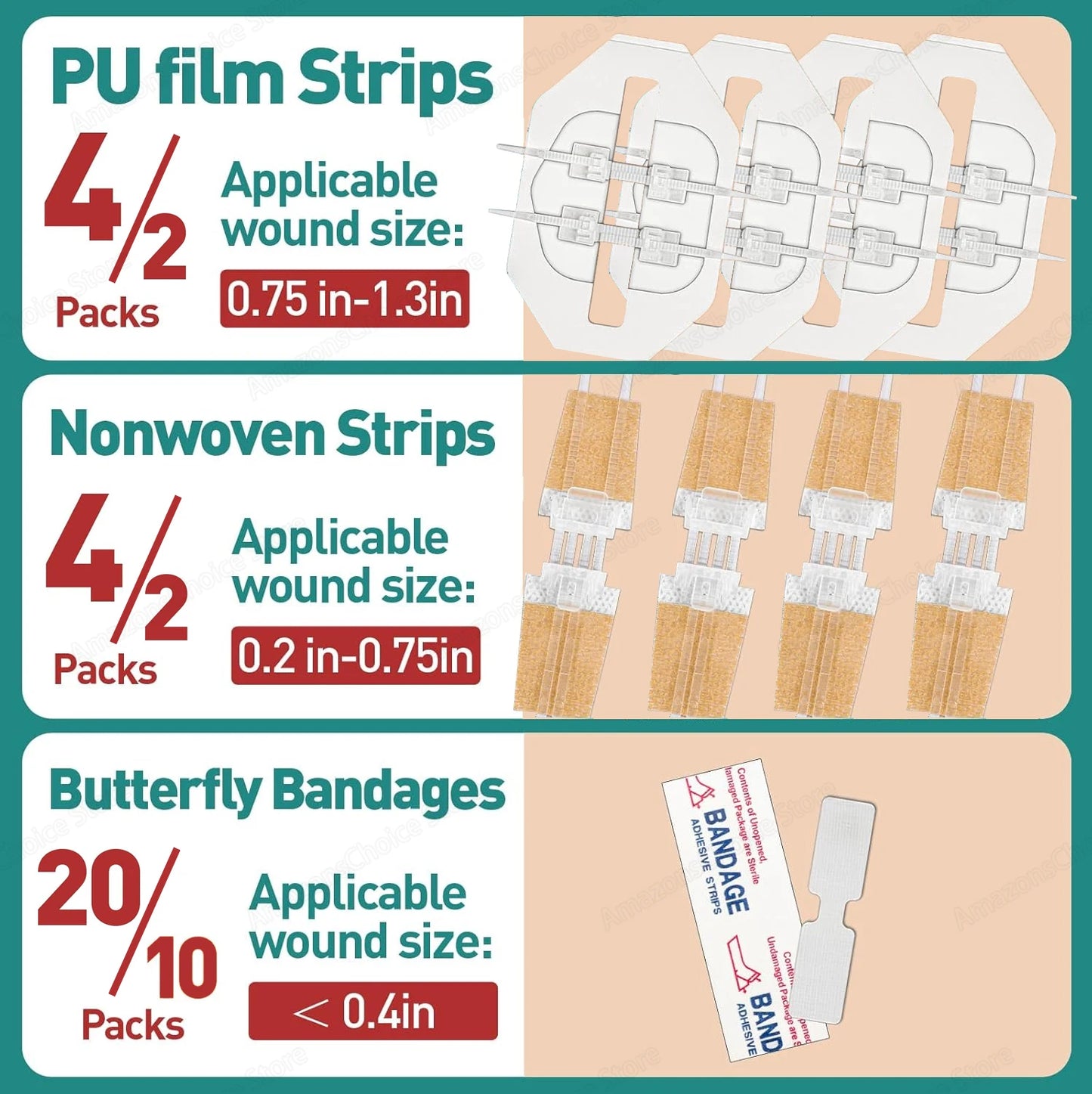 Sanke rescue 14/28 Pack Wound Closure Strips Butterfly Bandages Emergency Laceration Closure Kit Repair Wounds Closures Device Peaceful Pleasures Health and Wellness