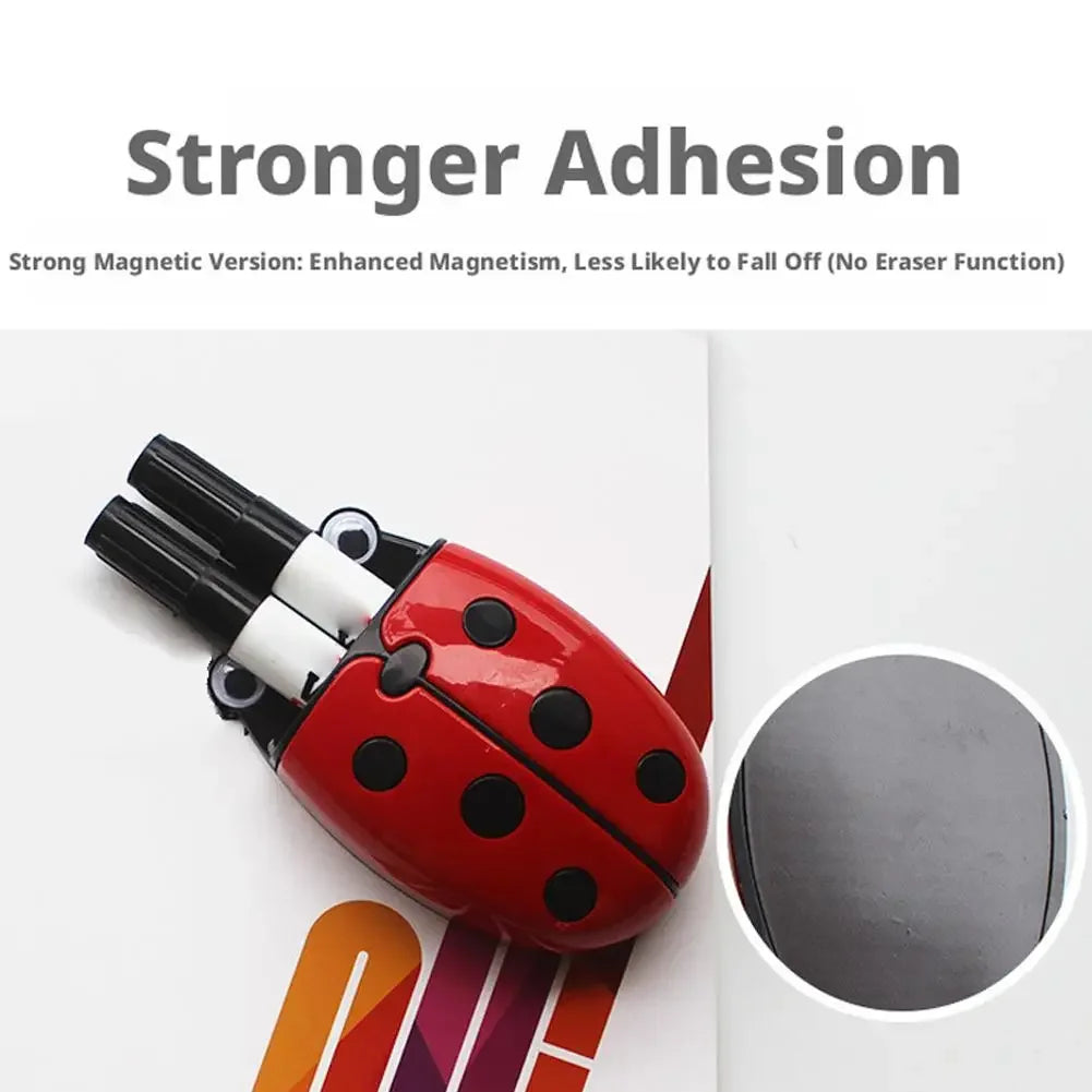 2-in-1 Ladybug Magnetic Pen Holder Whiteboard Eraser Storage Box Universal Fridge Magnet Organizer For Kitchen Container Peaceful Pleasures Health and Wellness