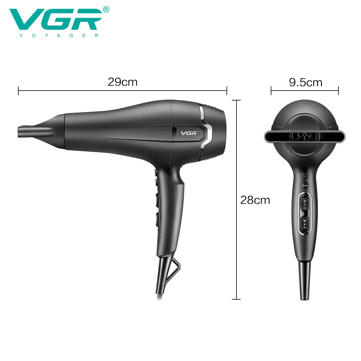VGR V-450 Professional Hair Dryer with Diffuser & Concentrator