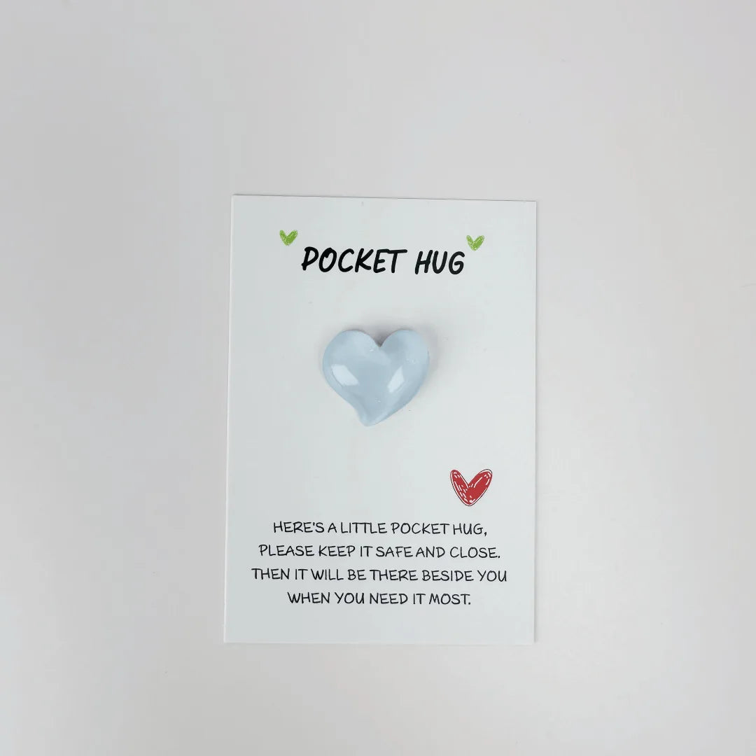 Love Card Christmas Gift Pocket Hug Embrace Love Pocket Cute Little Heart Pocket Hug Decorated Pocket Hug Encouragement Card New Peaceful Pleasures Health and Wellness Blue