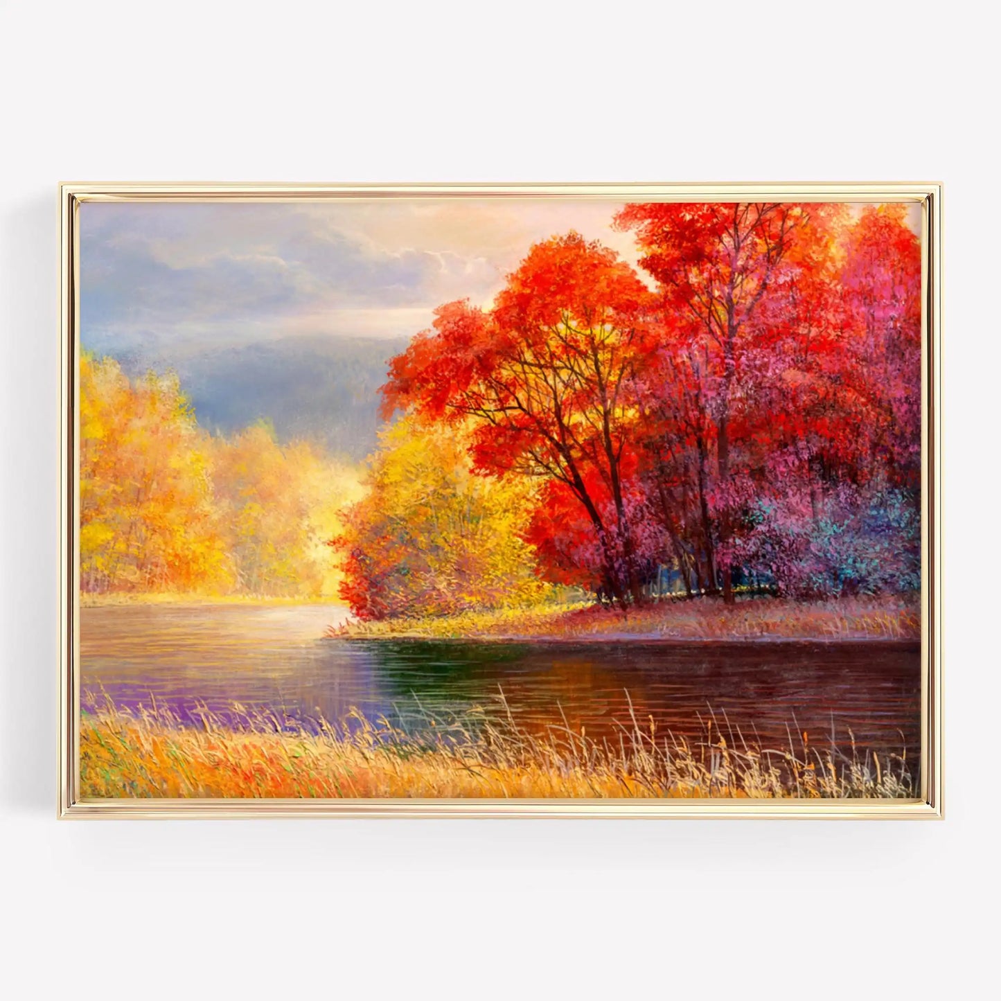 Autumn Forest Path Canvas Print | Golden Leaves Wall Art
