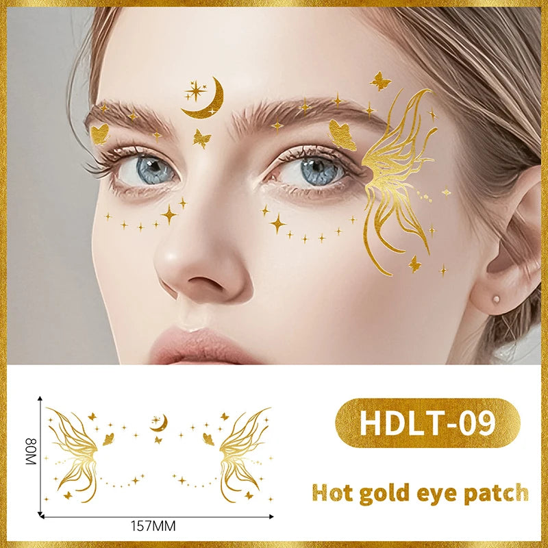 Butterfly Glitter Stickers Face Tattoo Flash Gold Temporary Metalic Tattoos Waterproof Makeup Decals For Girls Party Festival Peaceful Pleasures Health and Wellness 9