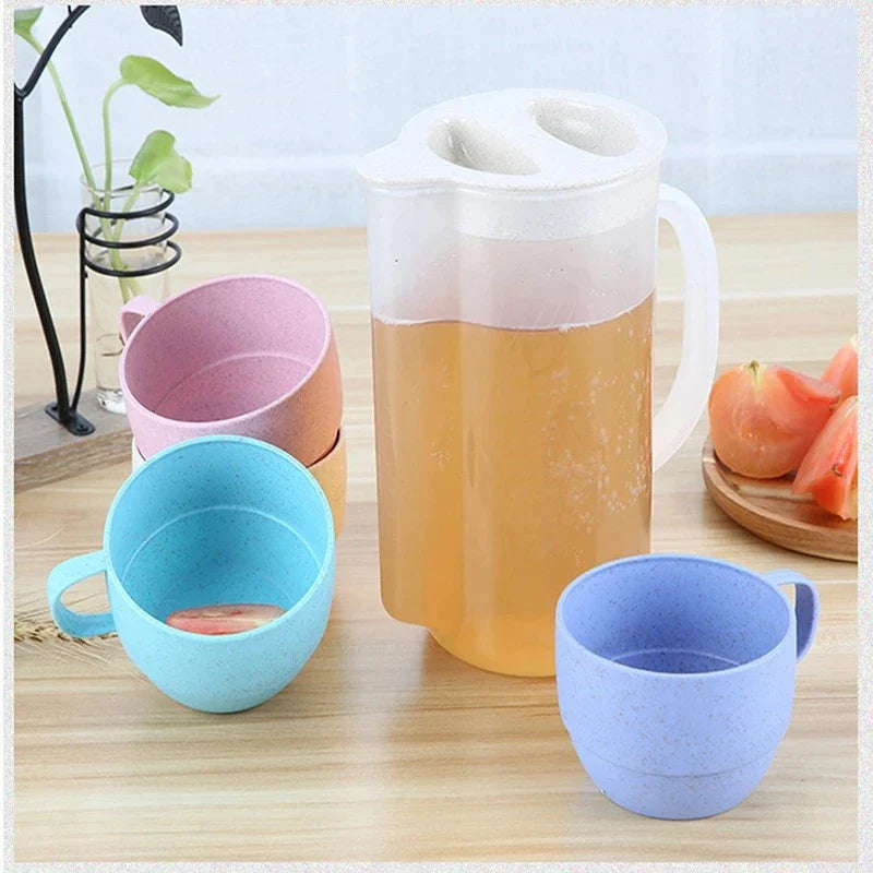 4-Piece Wheat Straw Drinking Cup Set – Eco Portable Picnic