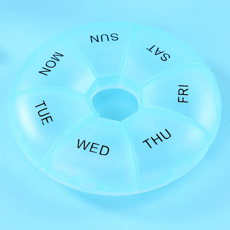 7-Day Weekly Pill Organizer | Portable Round Travel Pill Case