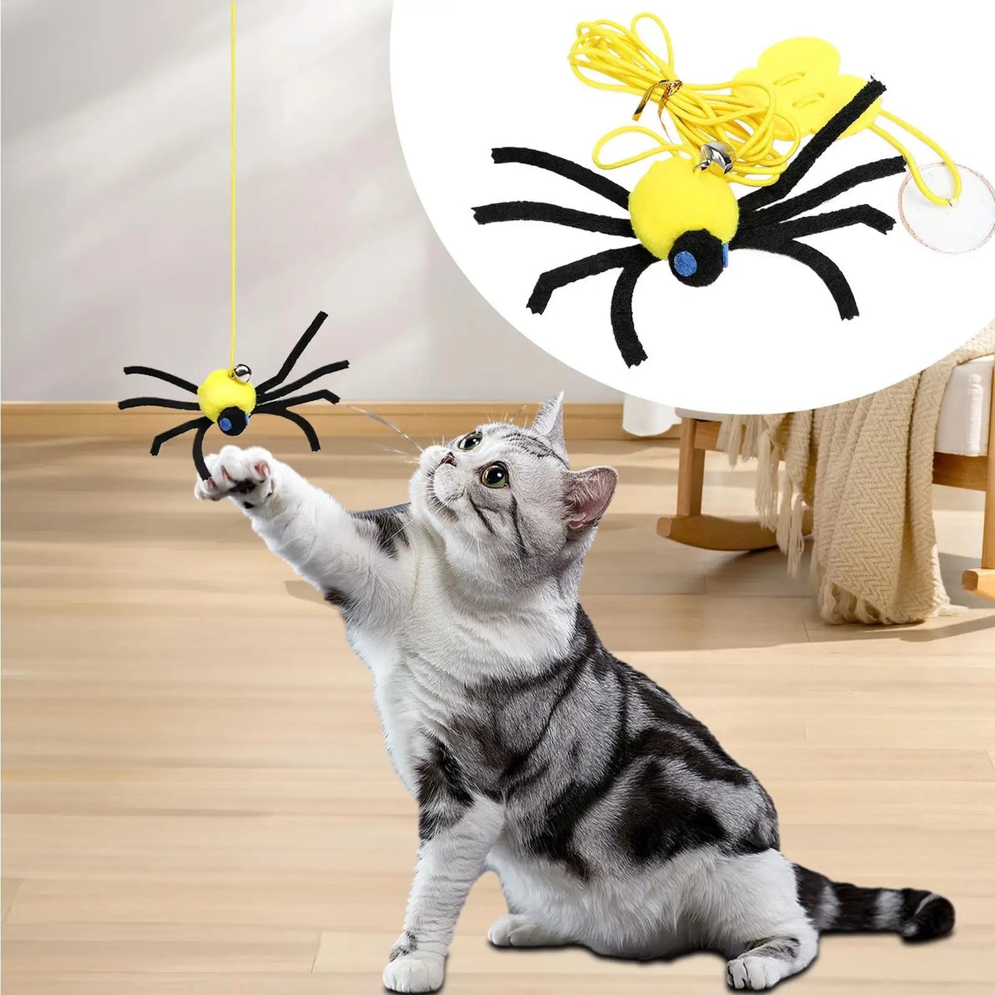 Door Frame Cat Toy – Interactive Spider Toy with Elastic String