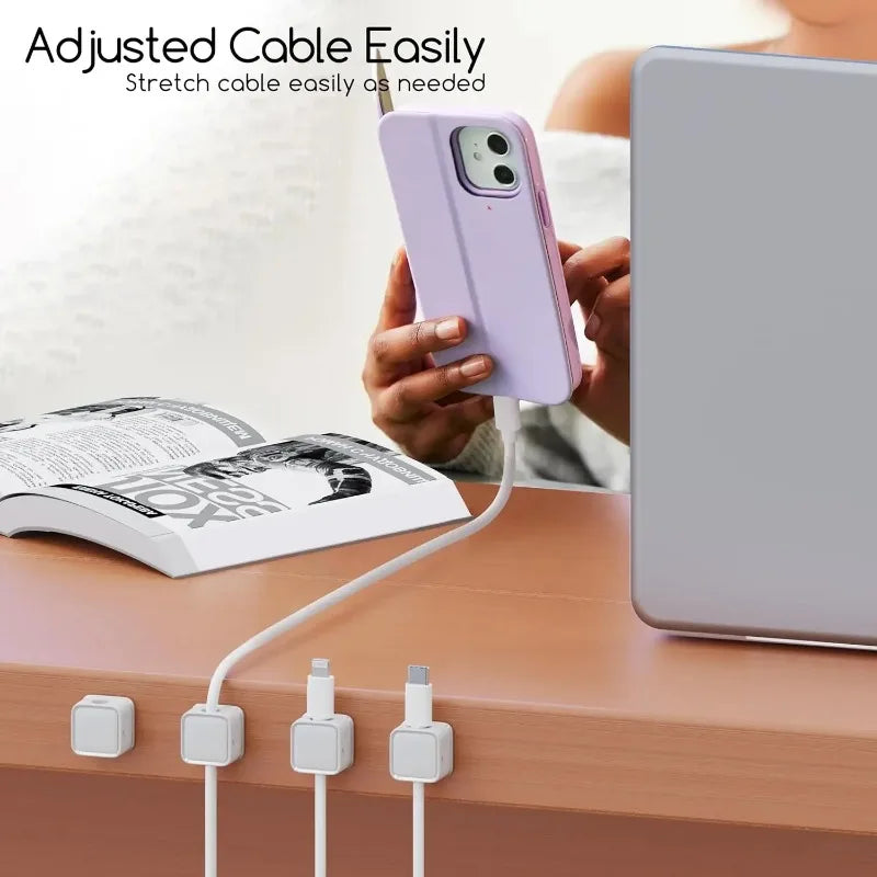 Magnetic Self-Adhesive Cable Organizer Clips | Desk Wire Management