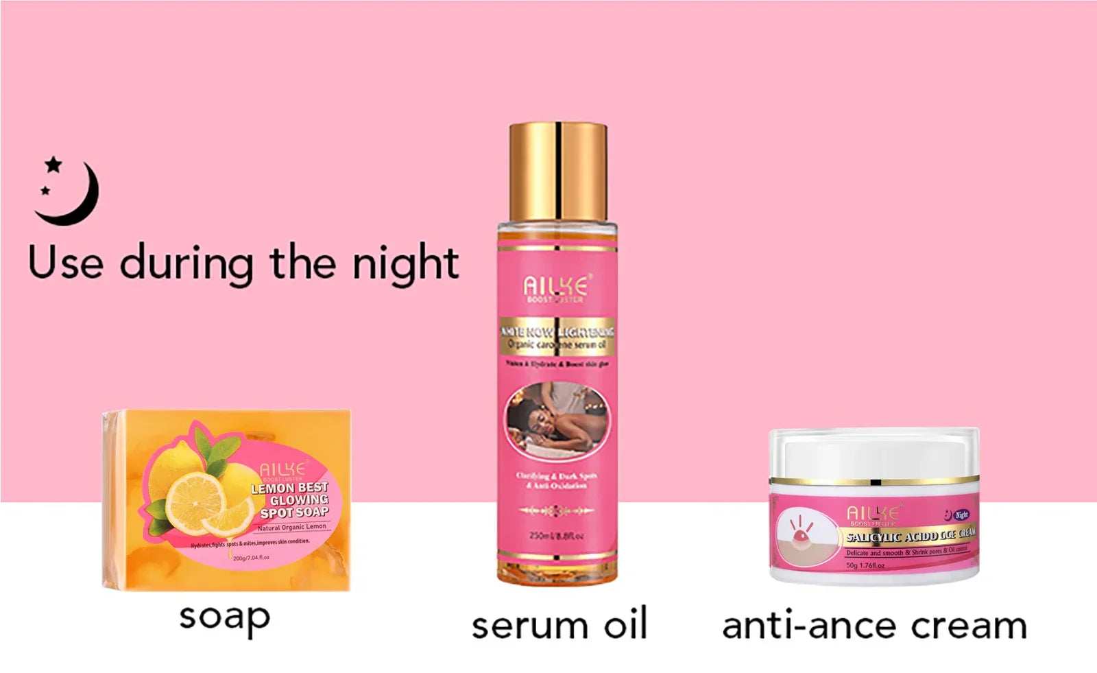 AILKE Natural Skin Glowing Set – Acne, Dark Spots & Brightening Peaceful Pleasures Health and Wellness