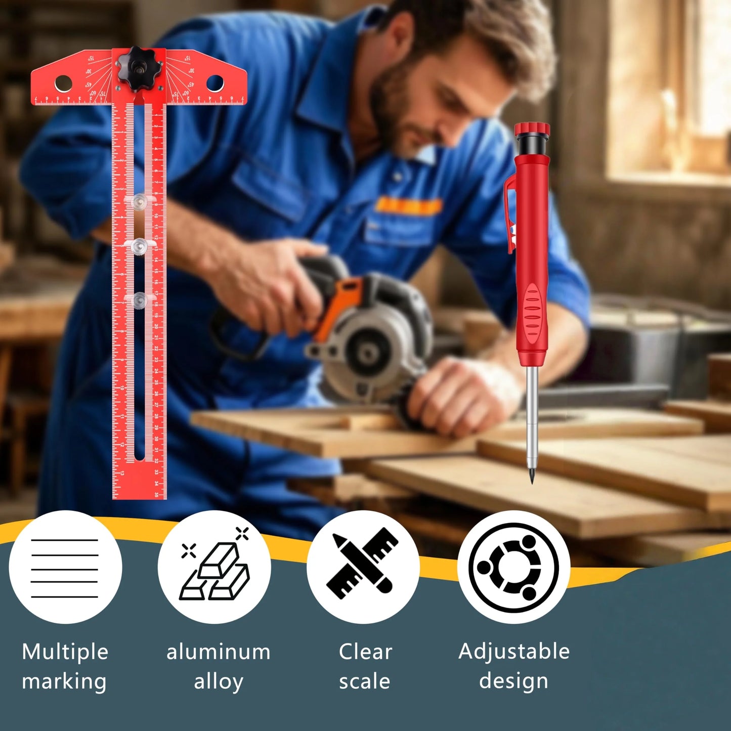 Adjustable Aluminum Alloy Sliding T-ruler Woodworking Marking Gauge