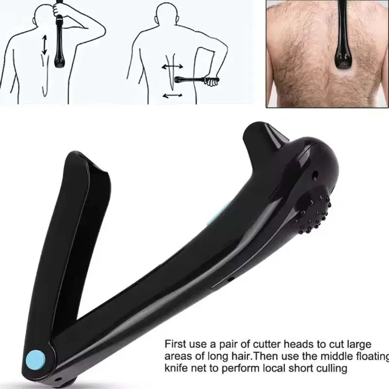 2026 Portable Back Shaver for Men Body Razor Hair Trimmer Foldable Long Handle Groomer Hair Removal Peaceful Pleasures Health and Wellness