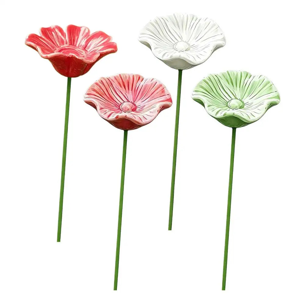 4-Pack Ceramic Bee Watering Station | Flower Garden Feeder