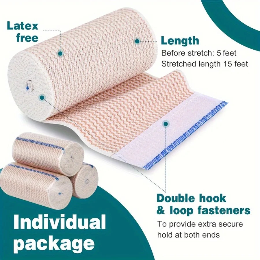 2/12/24 Packs Compression Elastic Bandage Wraps, Latex-Free Support for Knees Ankle Legs Wrist Sports Injury Recovery First Aid Peaceful Pleasures Health and Wellness